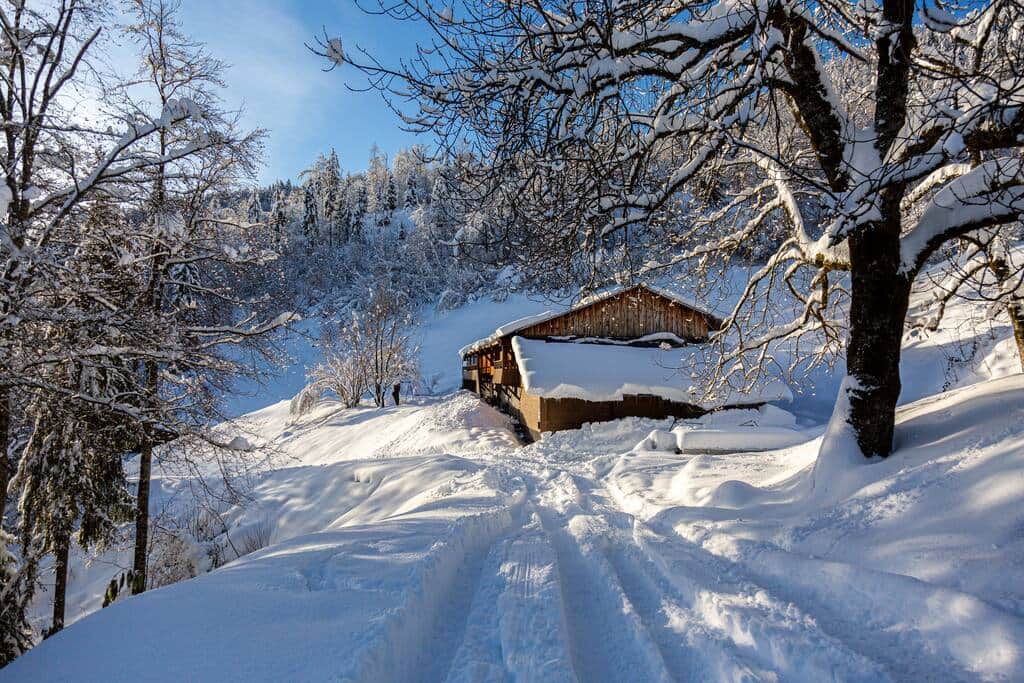 Vue du gîte sous la neige Vue du gîte sous la neige