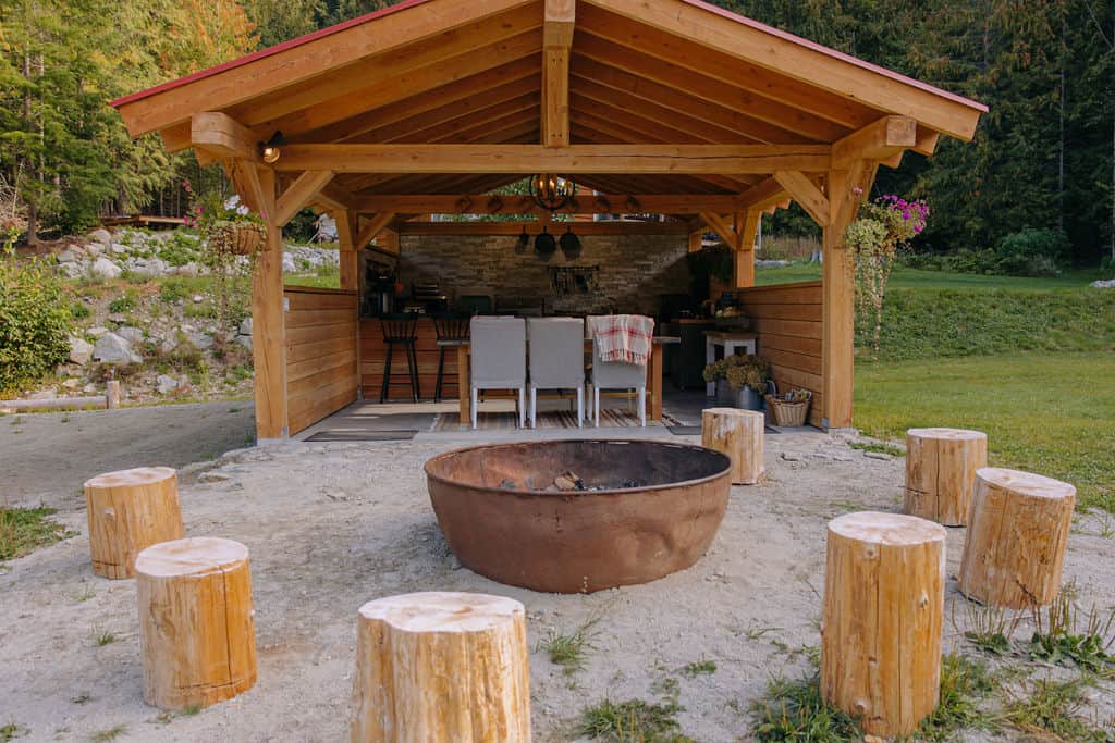 Fire pit and BBQ pavilion