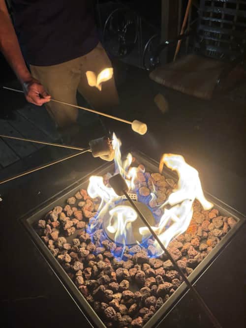 Gathering around the fire at Dutch Hill Retreat