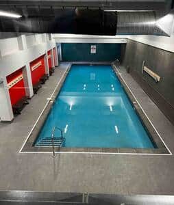 indoor saltwater pool complex with tub tub and sauna