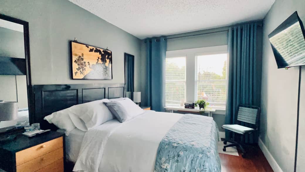 Upstairs bedroom with smart TV