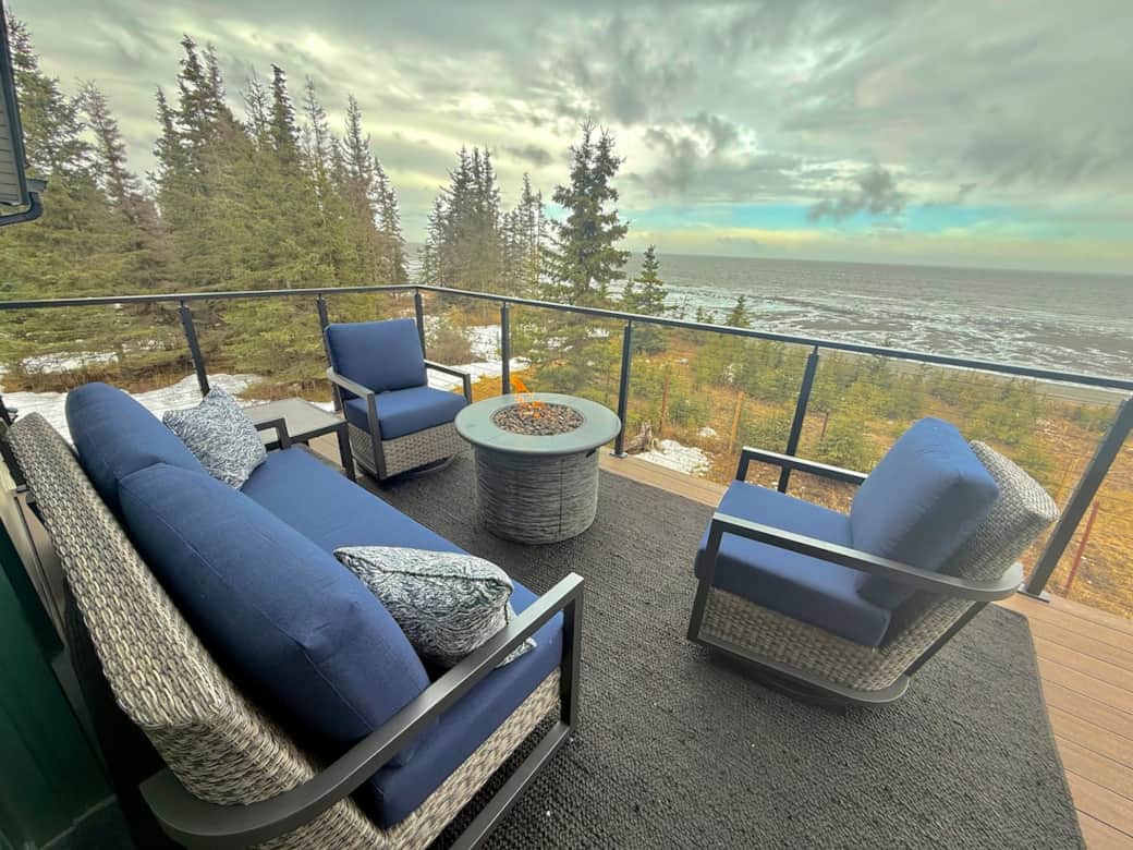 Private deck overlooking the Kenai Peninsula coastline