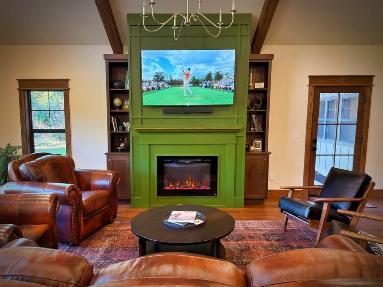 Living Room with TV & fireplace