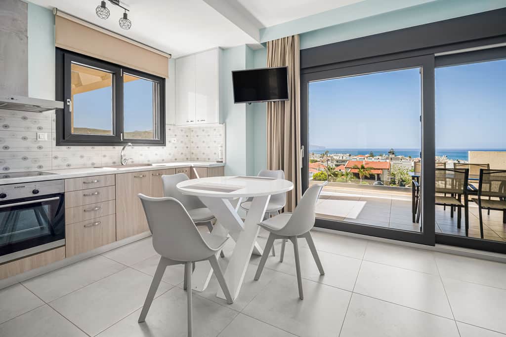 Kitchen, dining and balcony with seaview Kitchen, dining and balcony with seaview