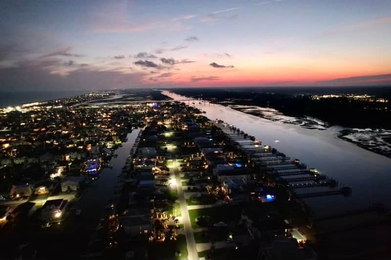 Aerial view of the bridge and intracoastal waterway Aerial view of the bridge and intracoastal waterway