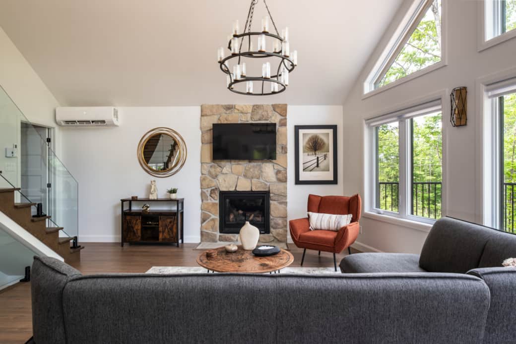 Living room with propane fireplace