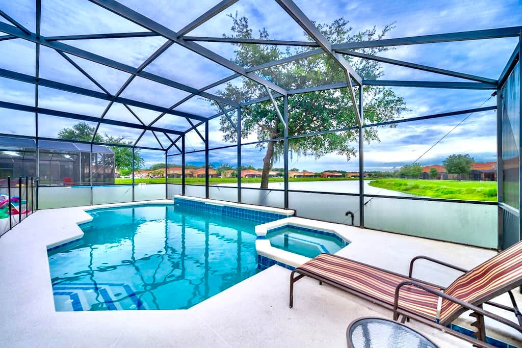 Enjoy your private pool with stunning lake views