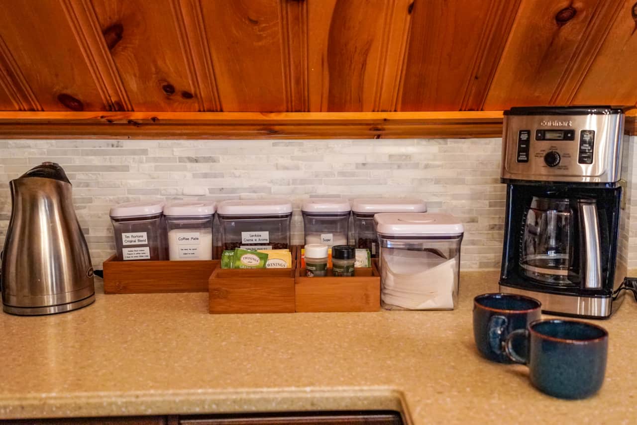 Fully stocked kitchen for all your tea and coffee needs!