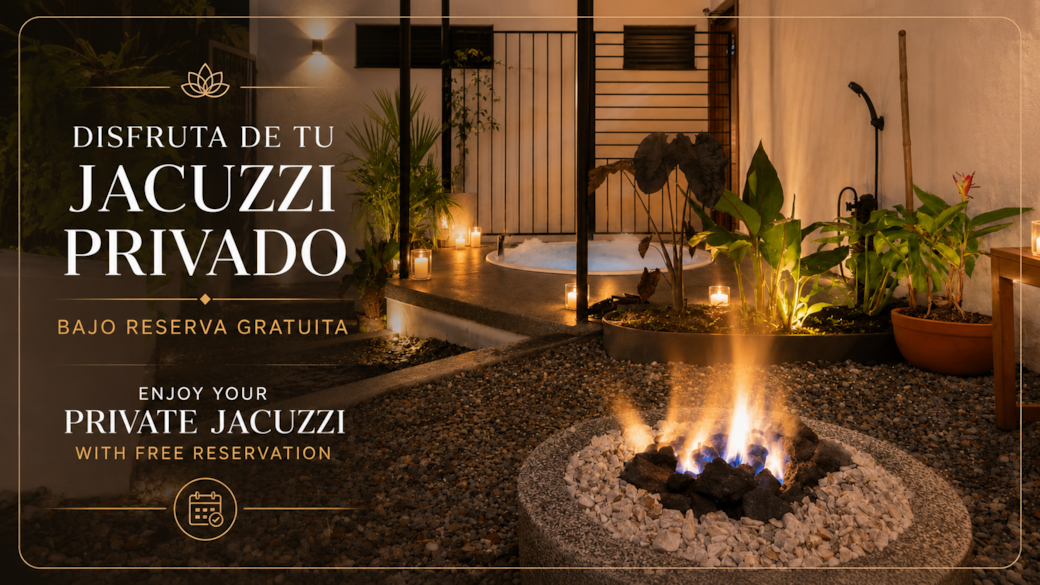 Zona de jacuzzi y firepit