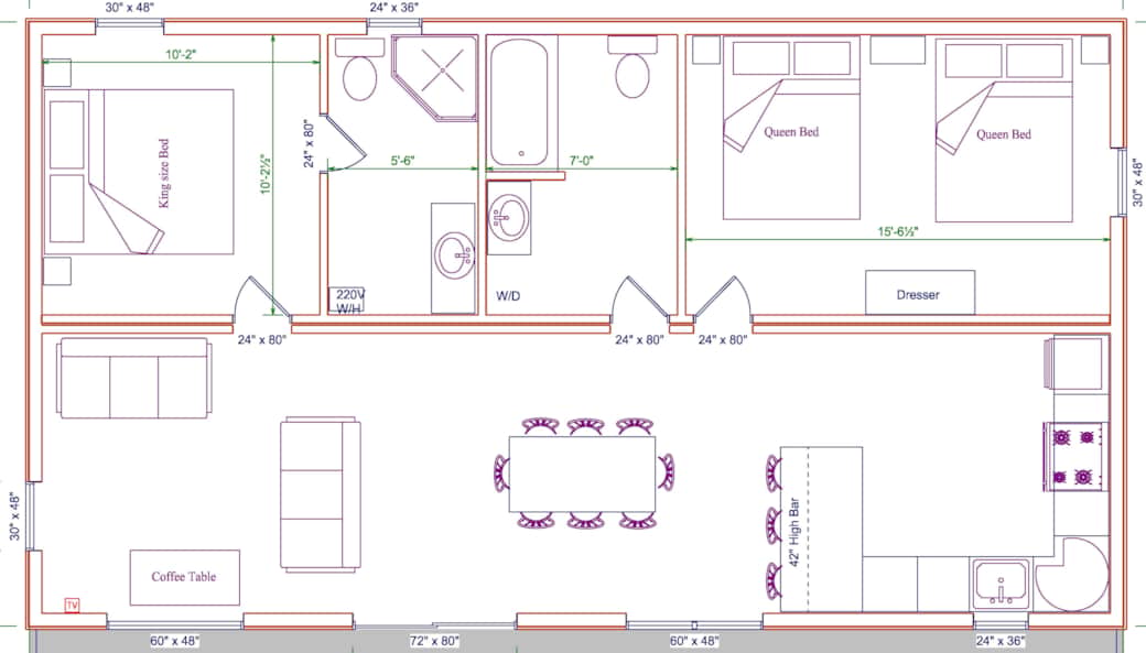 2 Bedroom Floor Plan