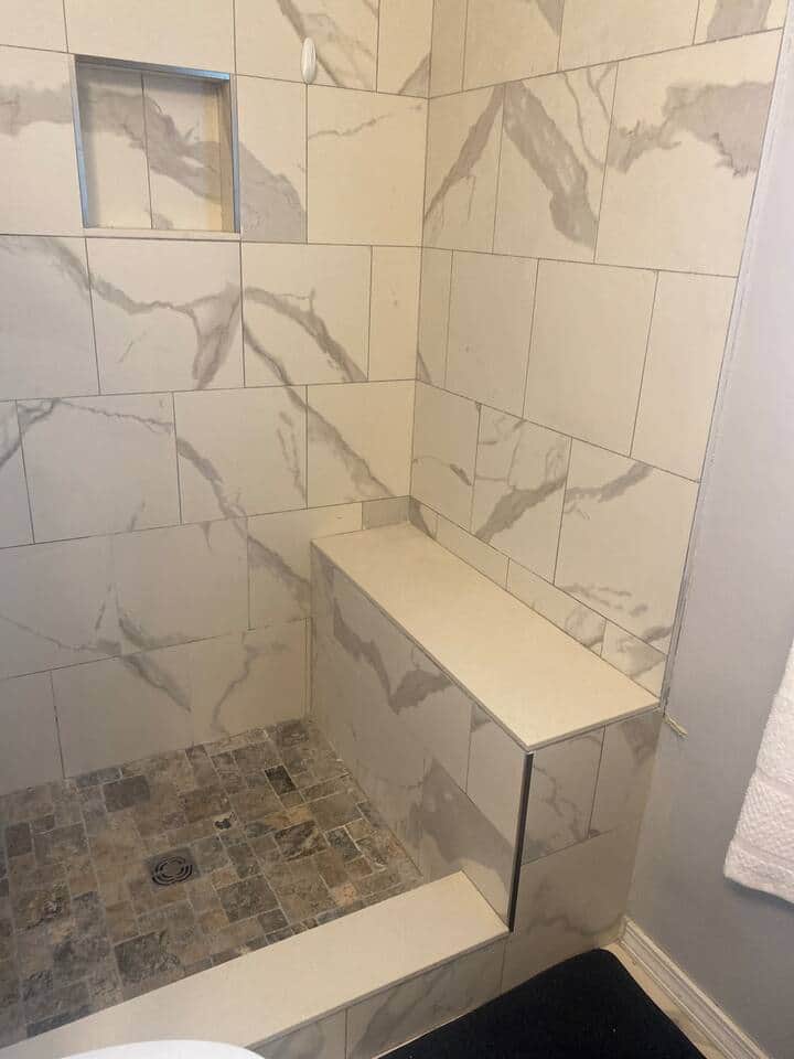 Master Bathroom with Sitting Bench 