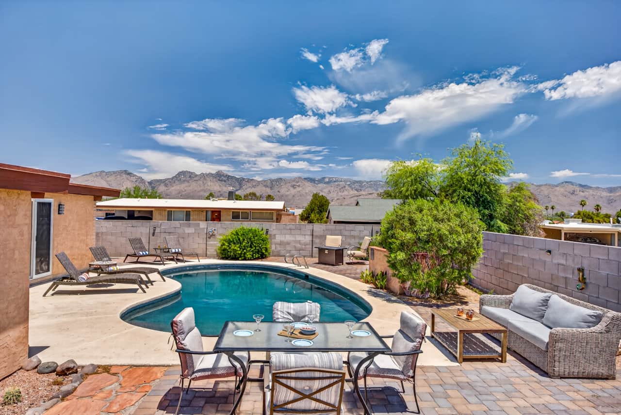 Pool patio and views