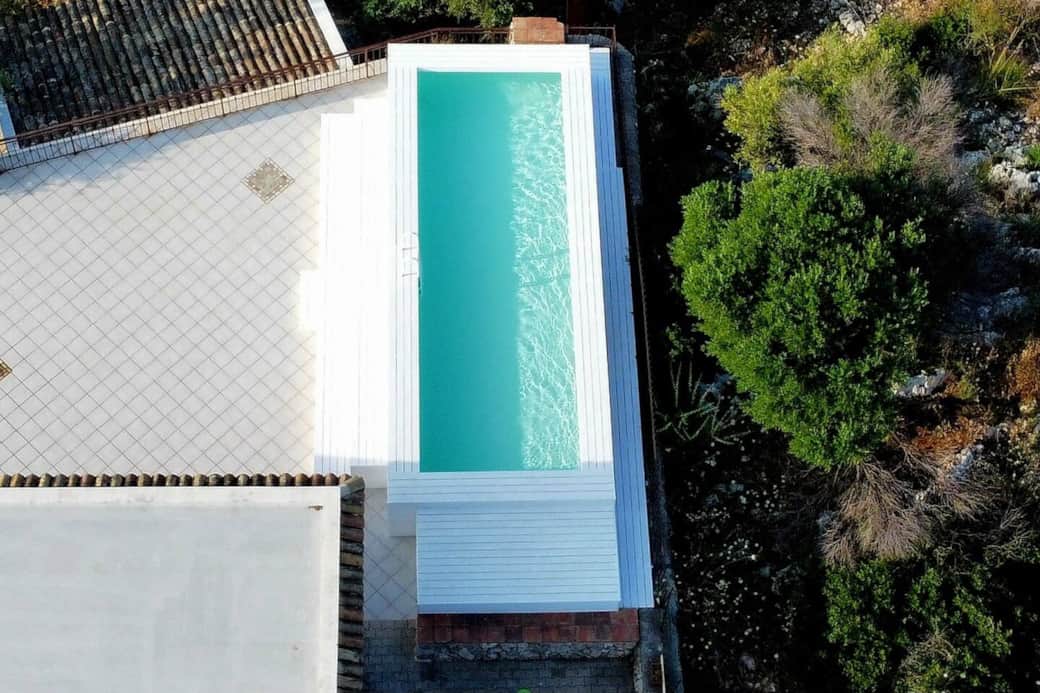   Top view of the newly built swimming pool