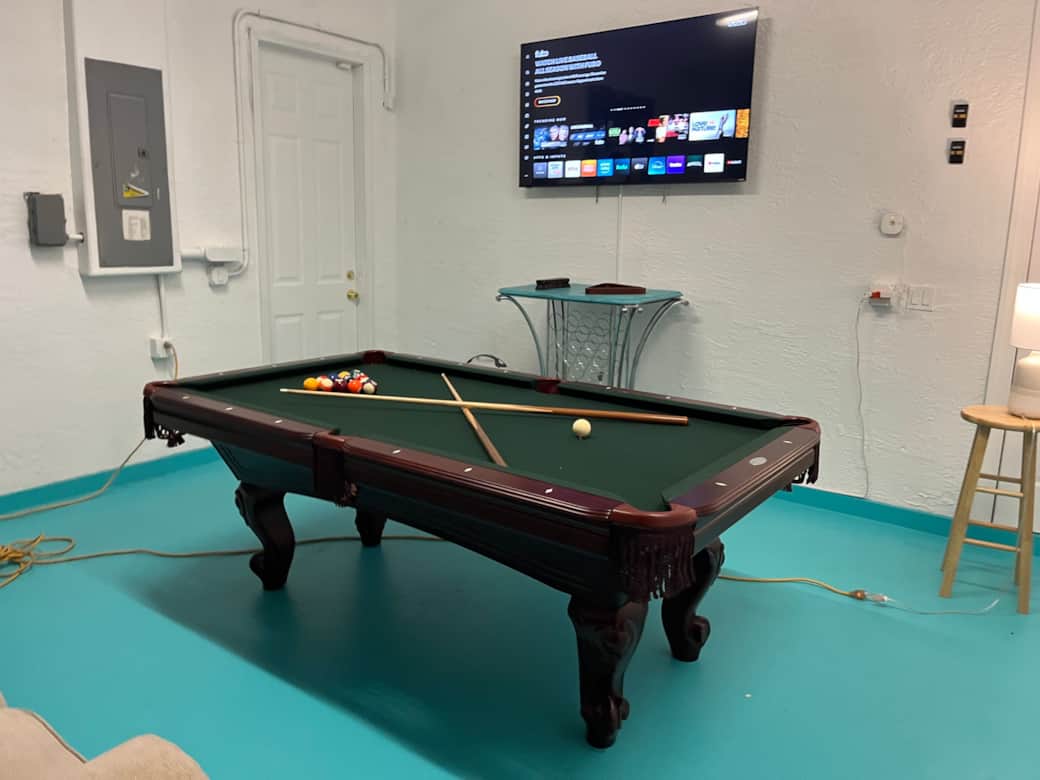 Game room with Brand new Vizio 65 inch smart TV