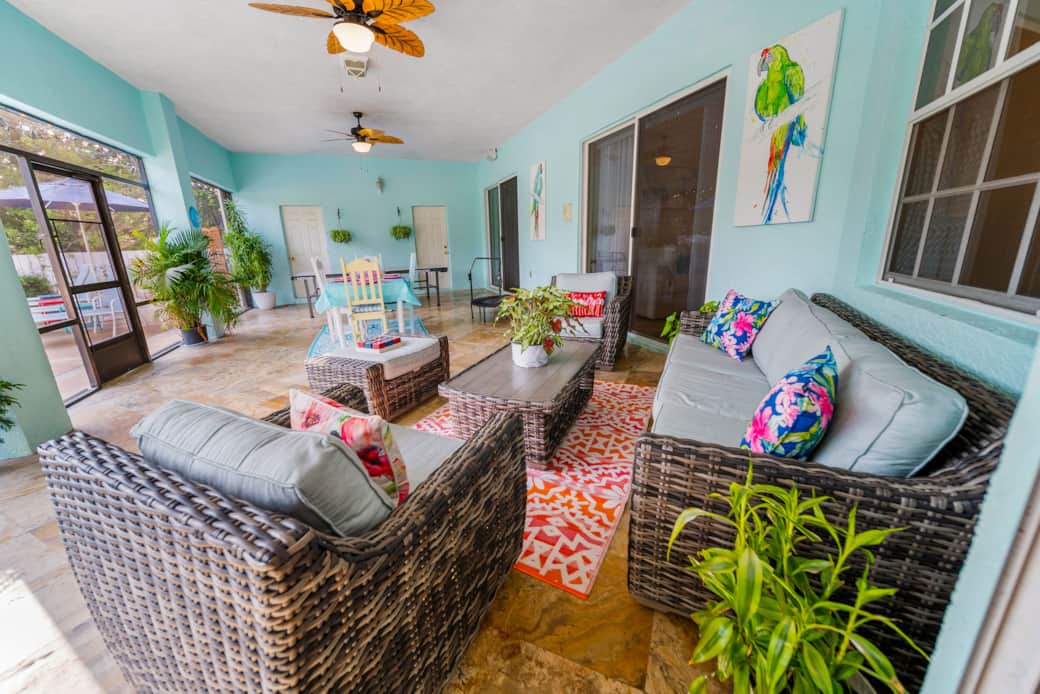 stay cool under the fans in the lanai