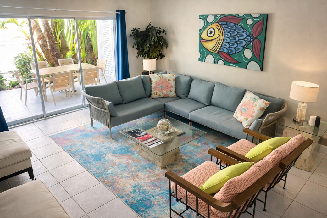 Bright Poolside Living Room