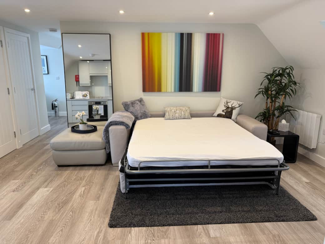 Living area with luxurious sofabed Living area with luxurious sofabed