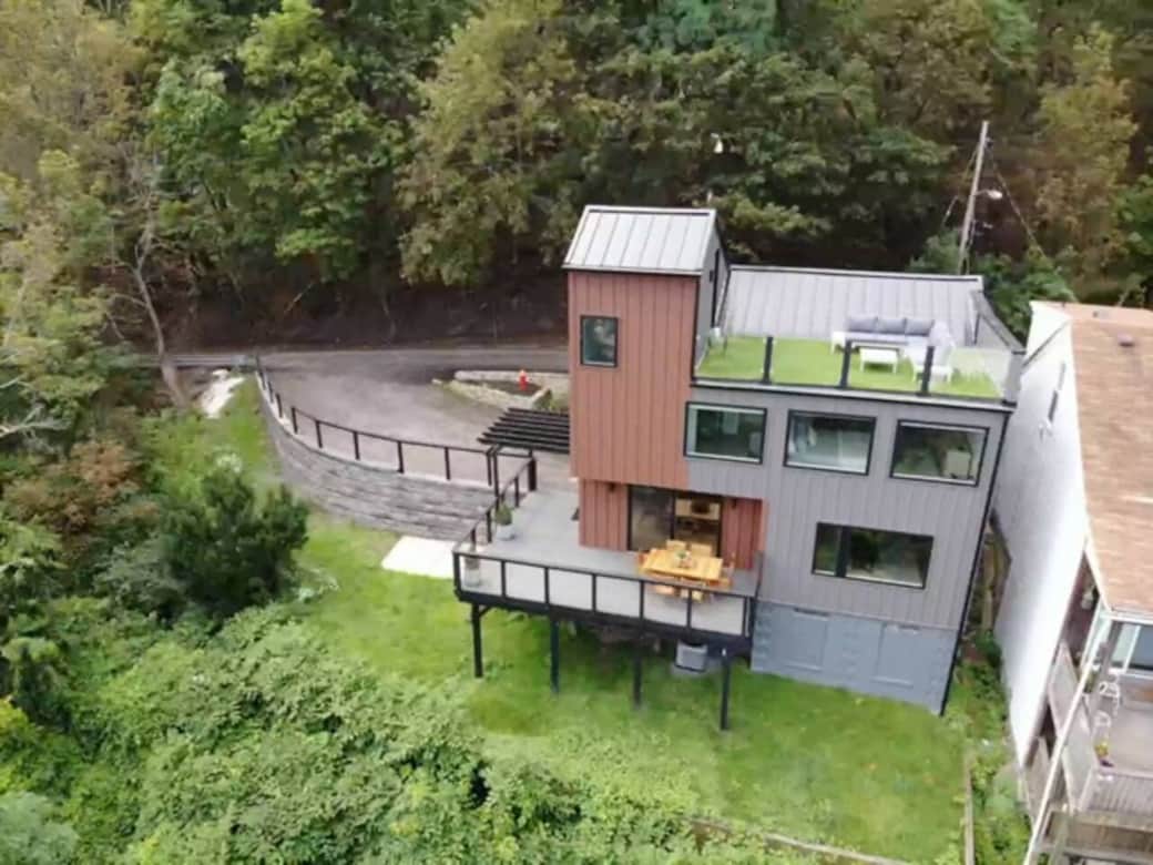 Brand new home gutted to 100+ year old foundation and framing.