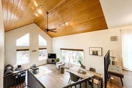 Overlooking living room and dining room. 