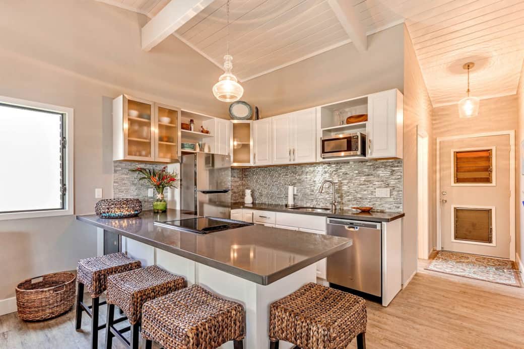 The kitchen is completely new, stainless steal appliances, quartz counter tops, breakfast bar, and fully stocked for your family meals. The kitchen is completely new, stainless steal appliances, quartz counter tops, breakfast bar, and fully stocked for your family meals.