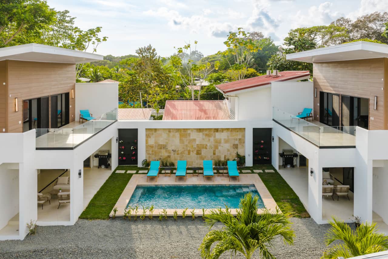 Front view of pool both houses