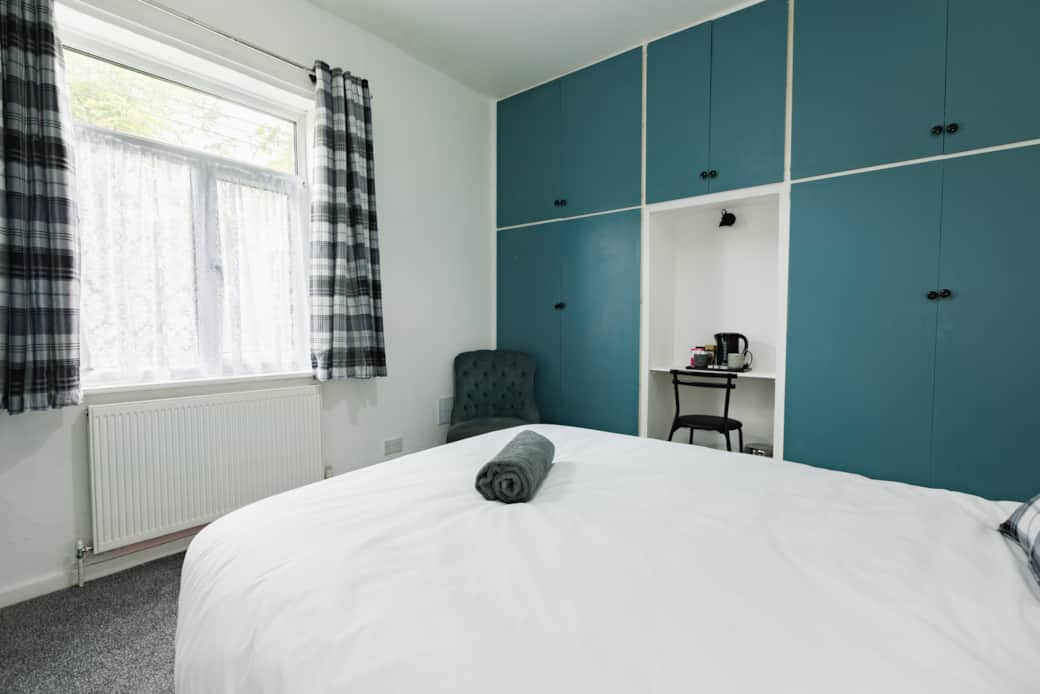 Private bedroom with door lock and key