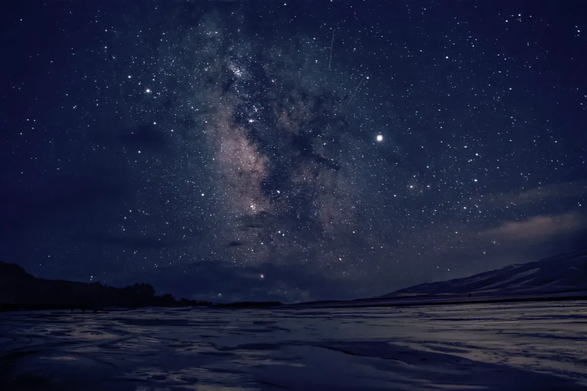Starry night sky over Sunken Lake