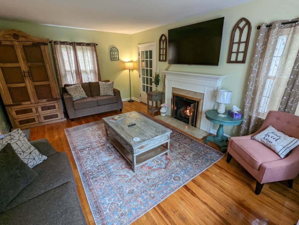 The large rustic hutch in our living room has extra blankets for you and your family as well as a variety of board games for your enjoyment. The large rustic hutch in our living room has extra blankets for you and your family as well as a variety of board games for your enjoyment.