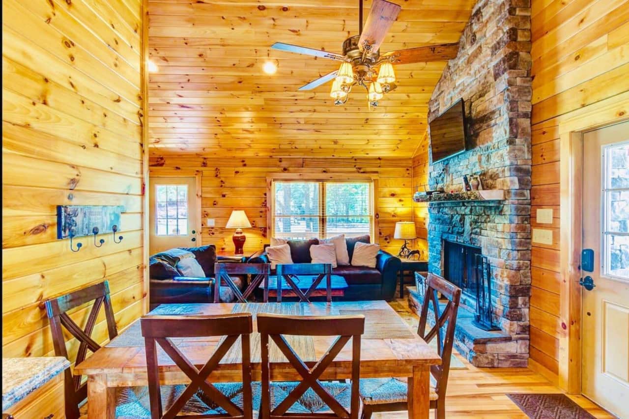 View from kitchen to living room 