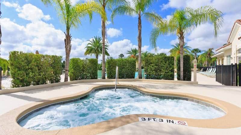 A heated spa for relaxing under the palm trees