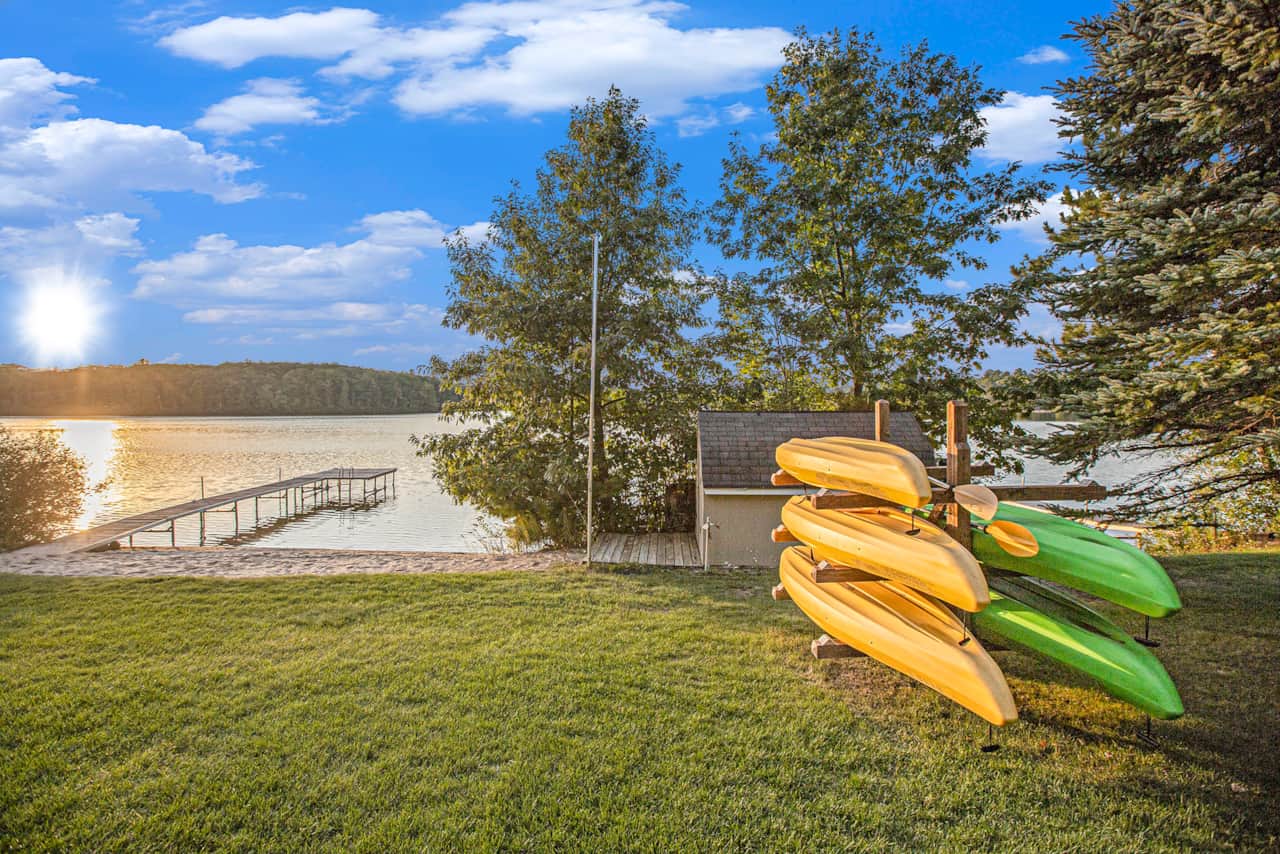 Three kayaks included. Take turns or race across the lake