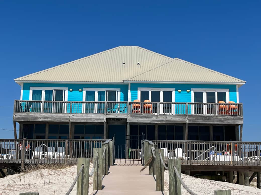 Our house as you return from the beach. You will rent the left (west) side. Our house as you return from the beach. You will rent the left (west) side.