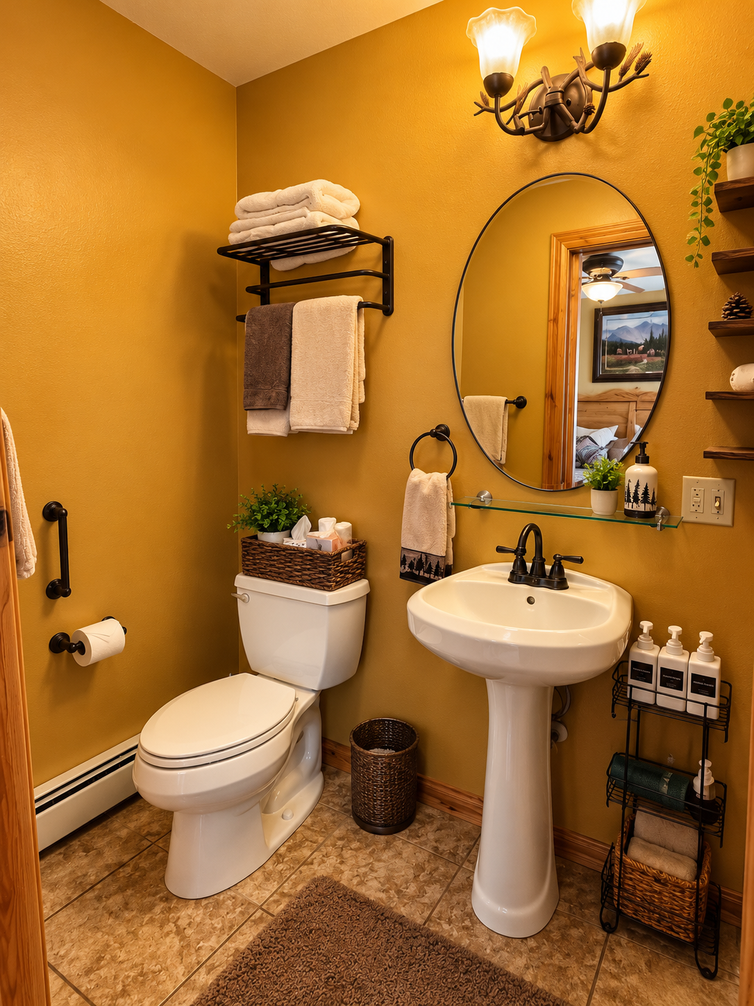 Cozy Rustic Ochre Bathroom