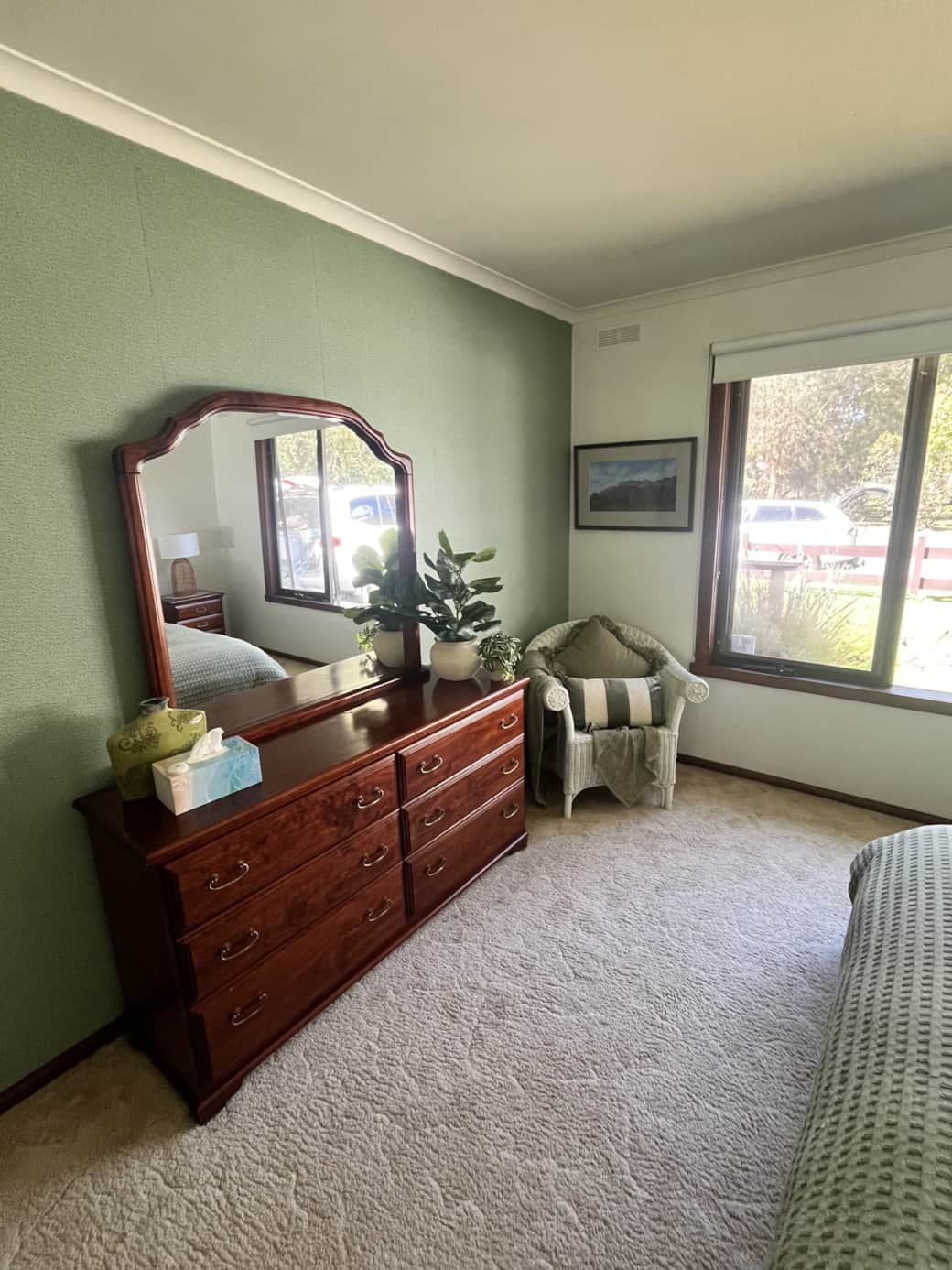 Bedroom 1 features a stylish new dresser, offering ample storage and a modern touch to the decor. Bedroom 1 features a stylish new dresser, offering ample storage and a modern touch to the decor.