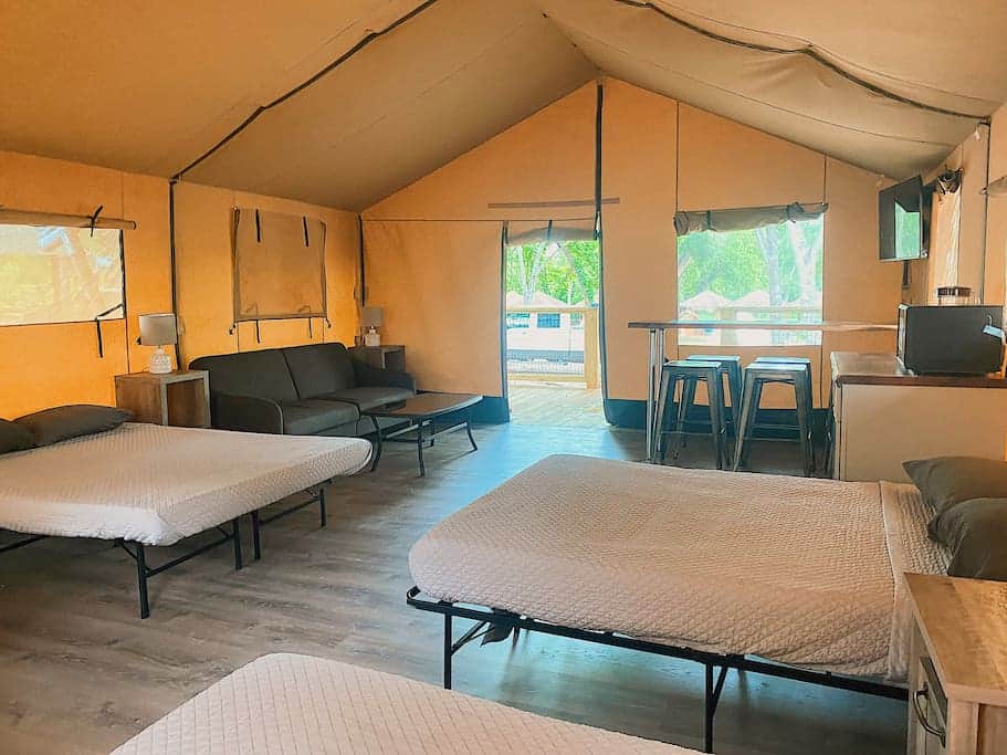 Beds are comfortable 8" foam mattresses. Beds are comfortable 8" foam mattresses.