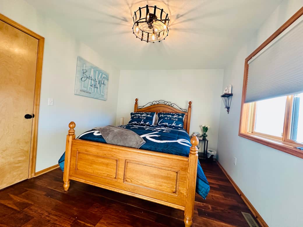 This cozy first-floor bedroom features a classic queen-size bed and a spacious closet—perfect for settling in and feeling right at home. This cozy first-floor bedroom features a classic queen-size bed and a spacious closet—perfect for settling in and feeling right at home.