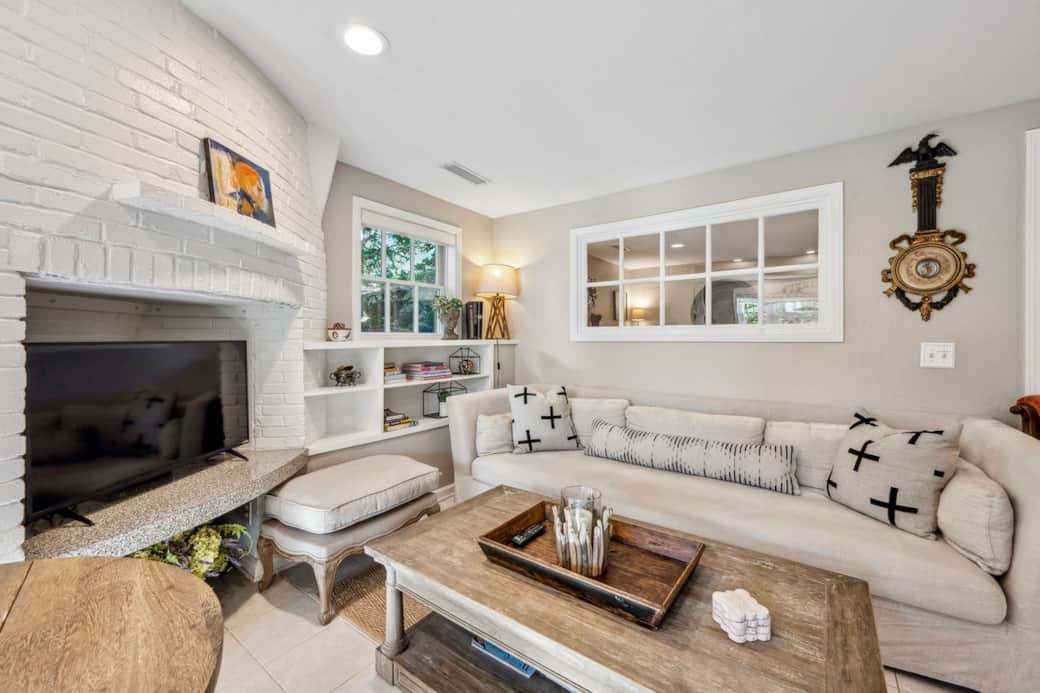 Comfortable living area couch from Restoration Hardware