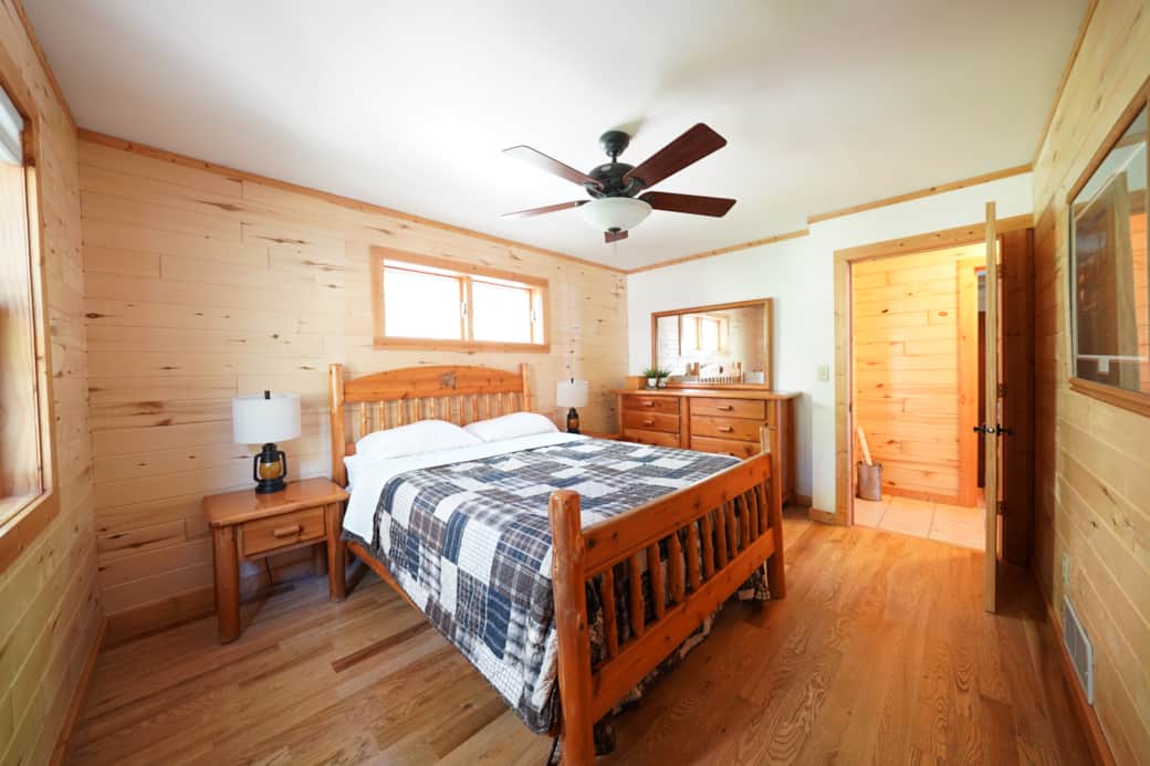 Queen bed on main level. 