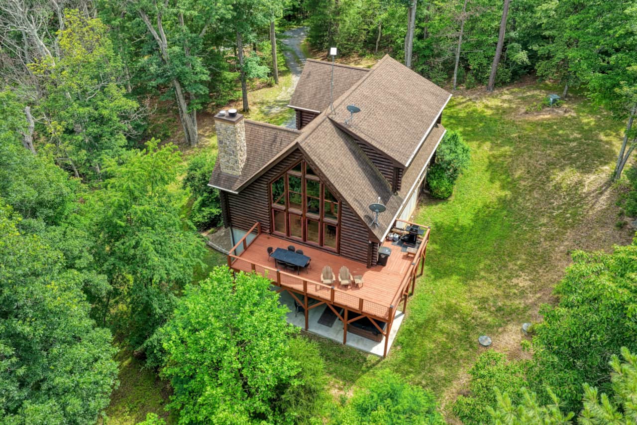 Aerial view of the cabin