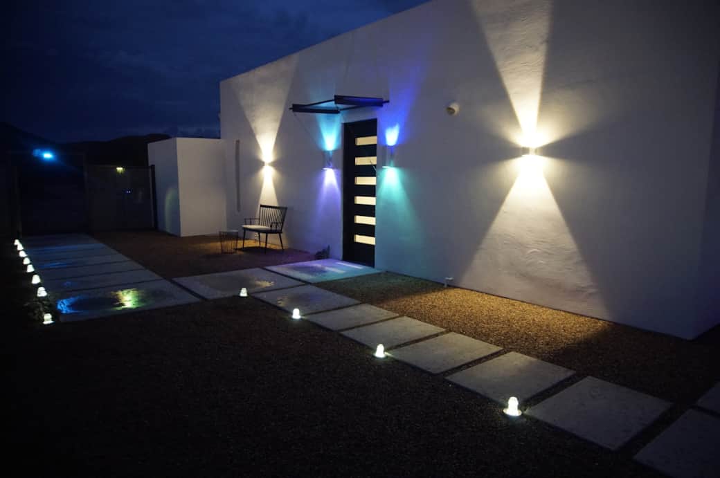 Front courtyard at night