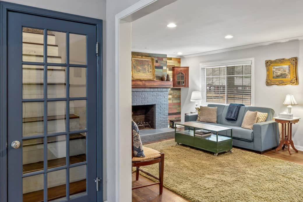 Glass door leads upstairs to our private master suite. Glass door leads upstairs to our private master suite.