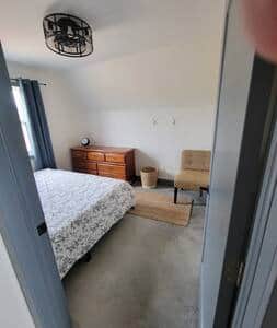 Primary bedroom with king bed.