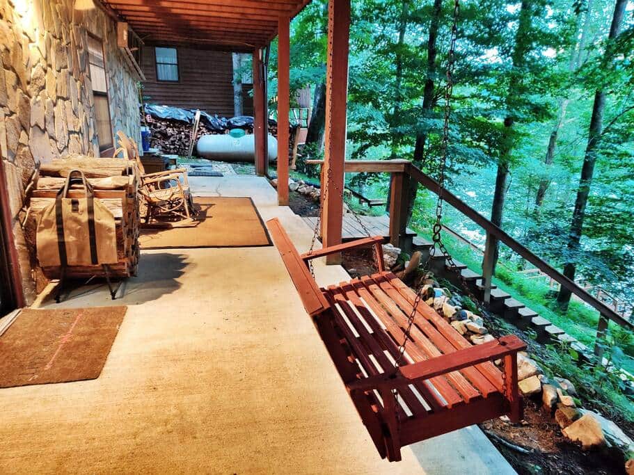 The lower patio enjoys almost the same views as the upstairs balcony