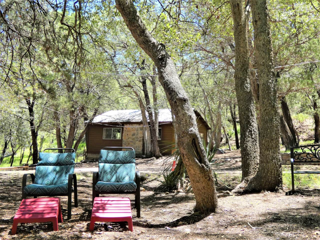 Seating overlooking the creek next to Creekside Cabin.  This is also where the Elf Owls nest.