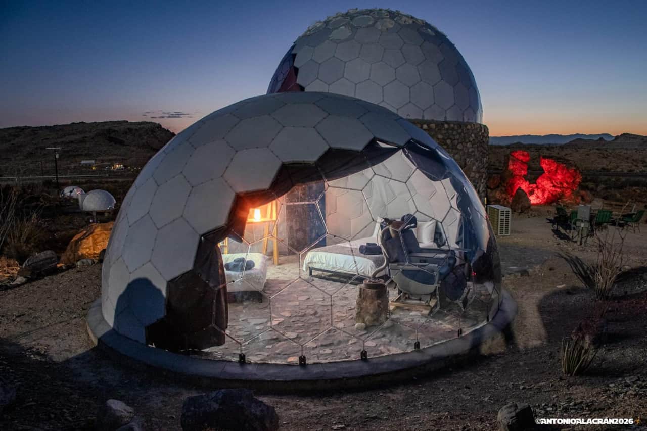 Space Fort 003 dome and fire pit under the stars