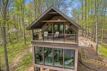 Deck and windows with amazing river views