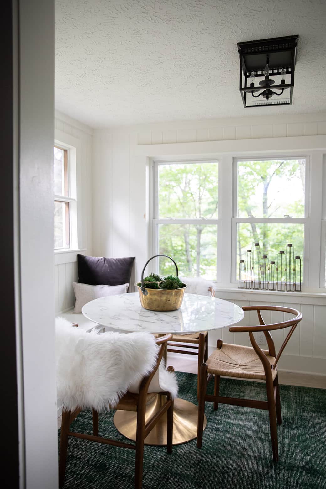 Breakfast Room overlooking the backyard and firepit