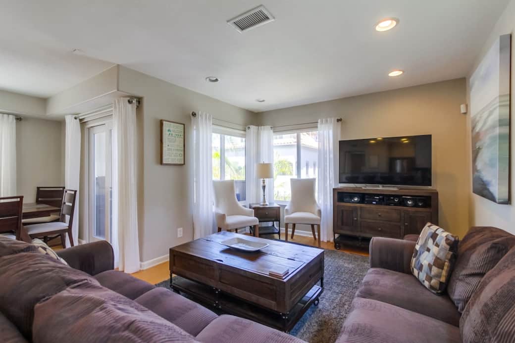 Living room with large couch.
