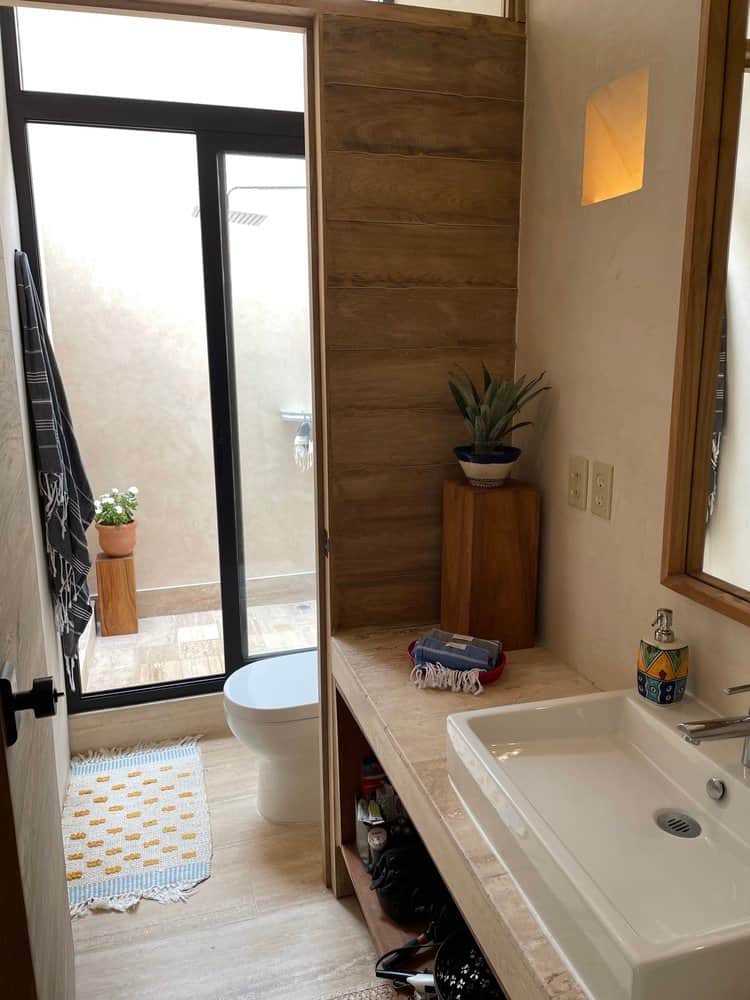 Outdoor shower in master bath