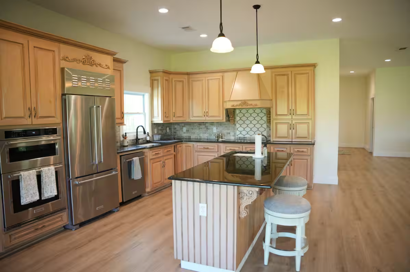 Kitchen with pots and pans for cooking